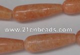 CSM15 15.5 inches 10*30mm teardrop salmon stone beads wholesale