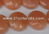 CSM30 15.5 inches 20mm flat round salmon stone beads wholesale