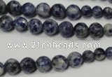 CSO310 15.5 inches 6mm – 14mm faceted round blue spot stone beads