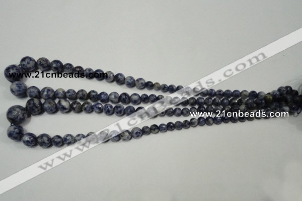 CSO310 15.5 inches 6mm – 14mm faceted round blue spot stone beads