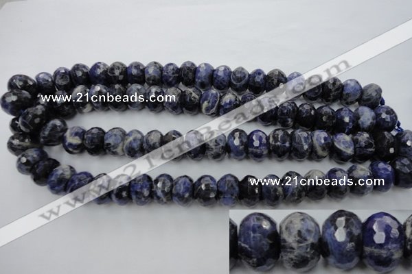 CSO355 15.5 inches 10*16mm faceted rondelle natural sodalite beads