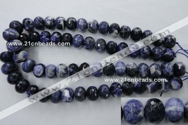 CSO356 15.5 inches 12*16mm faceted rondelle natural sodalite beads