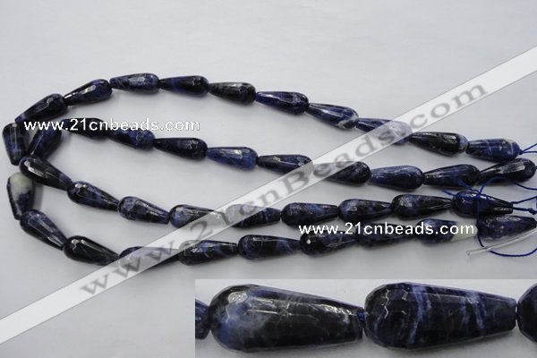 CSO365 15.5 inches 9*20mm faceted teardrop natural sodalite beads