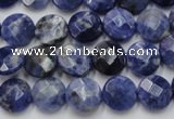 CSO37 15.5 inches 10mm faceted coin sodalite gemstone beads