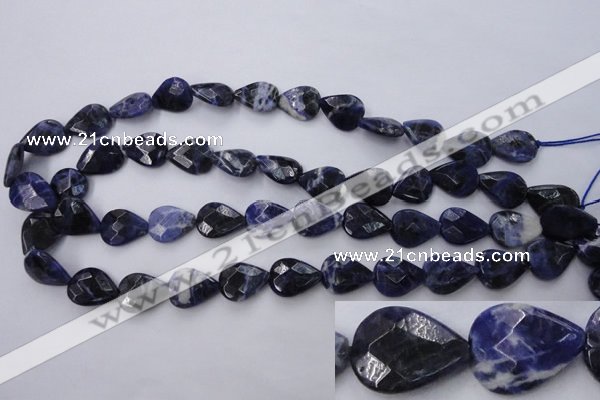 CSO385 15.5 inches 13*17mm faceted flat teardrop natural sodalite beads