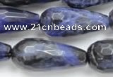 CSO39 15.5 inches 10*30mm faceted teardrop sodalite gemstone beads