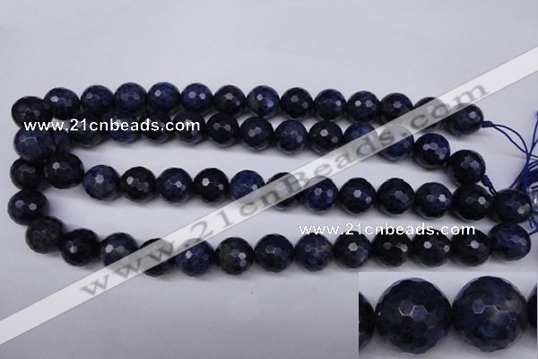 CSO415 15.5 inches 14mm faceted round dyed sodalite gemstone beads