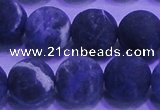 CSO458 15.5 inches 14mm round matte sodalite gemstone beads