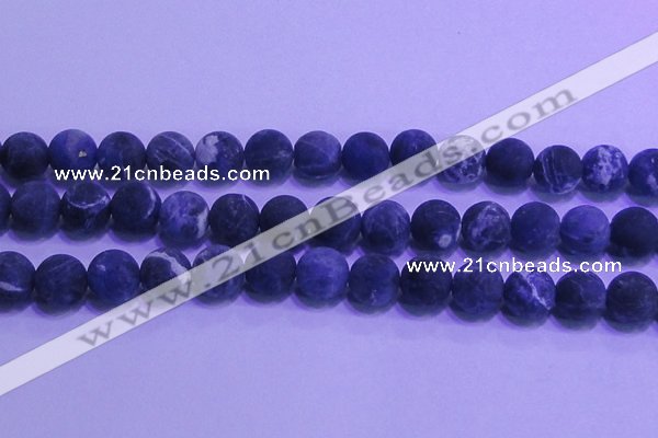 CSO458 15.5 inches 14mm round matte sodalite gemstone beads