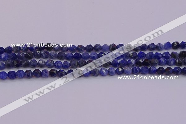 CSO551 15.5 inches 6mm faceted nuggets sodalite gemstone beads