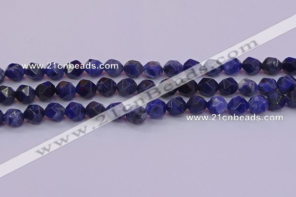 CSO553 15.5 inches 10mm faceted nuggets sodalite gemstone beads