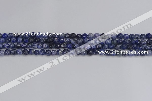 CSO558 15.5 inches 4mm faceted round sodalite gemstone beads