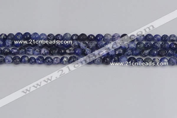 CSO559 15.5 inches 6mm faceted round sodalite gemstone beads