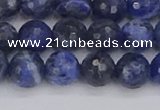 CSO560 15.5 inches 8mm faceted round sodalite gemstone beads