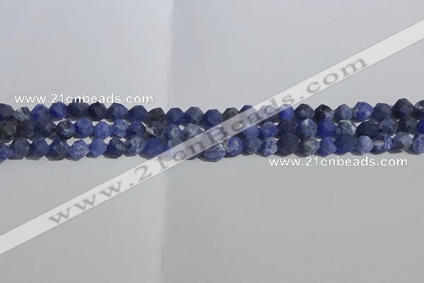 CSO565 15.5 inches 6mm faceted nuggets matte sodalite beads