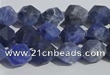 CSO566 15.5 inches 8mm faceted nuggets matte sodalite beads