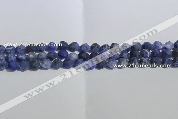 CSO566 15.5 inches 8mm faceted nuggets matte sodalite beads