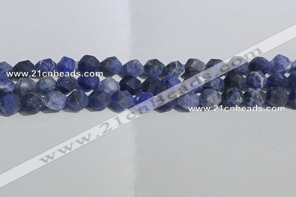 CSO568 15.5 inches 12mm faceted nuggets matte sodalite beads