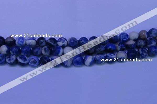 CSO624 15.5 inches 12mm faceted round AB grade sodalite beads