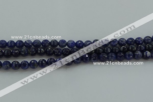 CSO643 15.5 inches 8mm faceted round sodalite gemstone beads