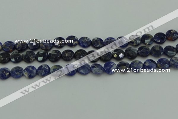 CSO706 15.5 inches 12mm faceted coin sodalite gemstone beads