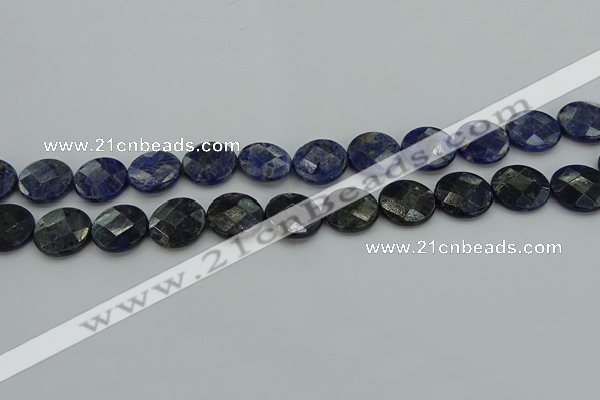 CSO708 15.5 inches 16mm faceted coin sodalite gemstone beads