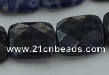 CSO728 15.5 inches 16*16mm faceted square sodalite gemstone beads