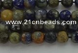 CSO751 15.5 inches 6mm faceted round orange sodalite beads