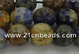 CSO754 15.5 inches 12mm faceted round orange sodalite beads