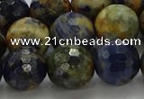 CSO755 15.5 inches 14mm faceted round orange sodalite beads