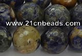 CSO756 15.5 inches 16mm faceted round orange sodalite beads