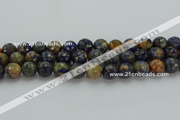 CSO756 15.5 inches 16mm faceted round orange sodalite beads