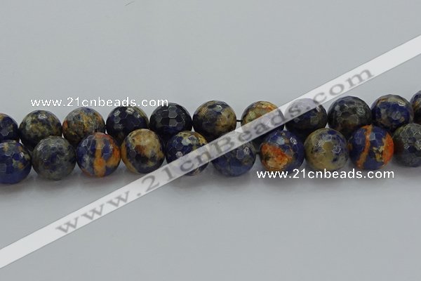 CSO757 15.5 inches 18mm faceted round orange sodalite beads