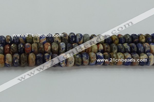 CSO765 15.5 inches 8*14mm faceted rondelle orange sodalite beads