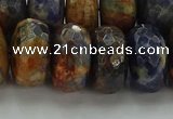 CSO767 15.5 inches 10*18mm faceted rondelle orange sodalite beads