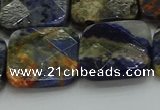 CSO784 15.5 inches 20*20mm faceted square orange sodalite beads