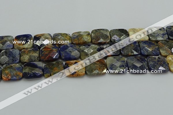 CSO784 15.5 inches 20*20mm faceted square orange sodalite beads