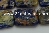 CSO785 15.5 inches 25*25mm faceted square orange sodalite beads