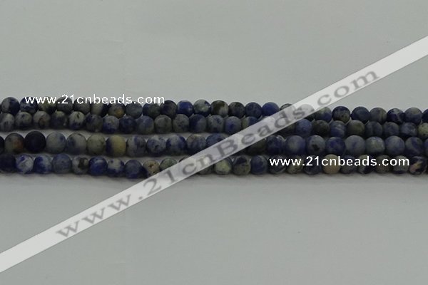 CSO801 15.5 inches 6mm round matte orange sodalite gemstone beads