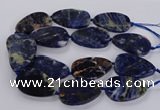 CSO821 15.5 inches 30*50mm - 32*52mm flat teardrop orange sodalite beads