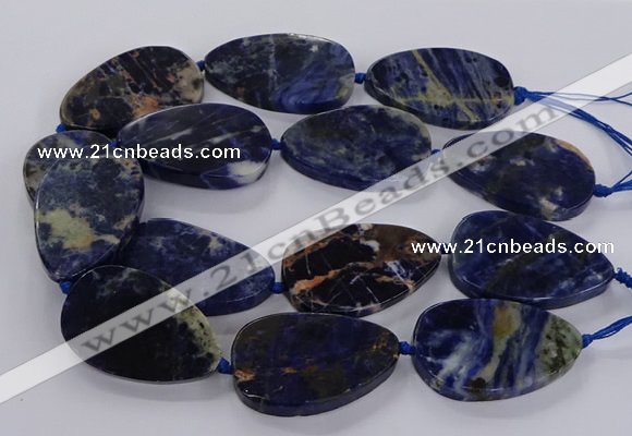 CSO821 15.5 inches 30*50mm - 32*52mm flat teardrop orange sodalite beads