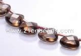 CSQ04 10mm faceted flat teardrop natural smoky quartz beads