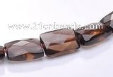 CSQ06 8*12mm faceted rectangle natural smoky quartz beads