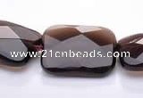 CSQ07 15*20mm faceted rectangle natural smoky quartz beads