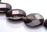 CSQ10 18mm faceted coin A grade natural smoky quartz beads