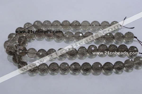 CSQ106 15.5 inches 16mm faceted round grade AA natural smoky quartz beads