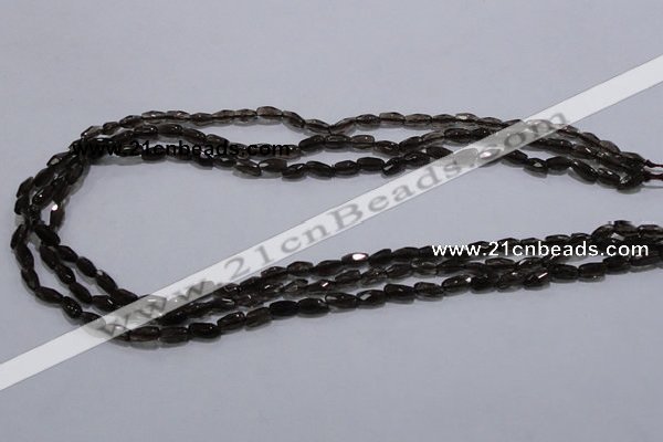 CSQ112 4*7mm faceted rice grade AA natural smoky quartz beads