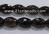CSQ113 12*16mm faceted rice grade AA natural smoky quartz beads