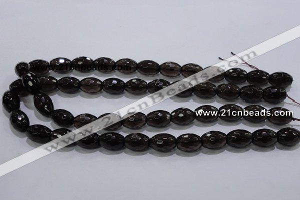 CSQ113 12*16mm faceted rice grade AA natural smoky quartz beads