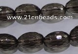 CSQ114 12*18mm faceted rice grade AA natural smoky quartz beads